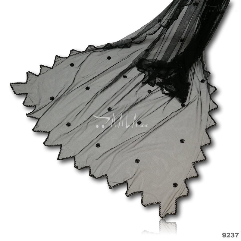Designer Net Nylon Dupatta-38-Inches BLACK 2.25-Metres 