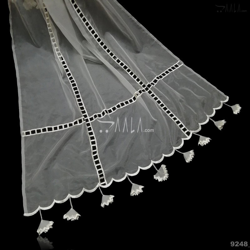 Hanging-Ladder Organza Nylon Dupatta-42-Inches DYEABLE 2.25-Metres 