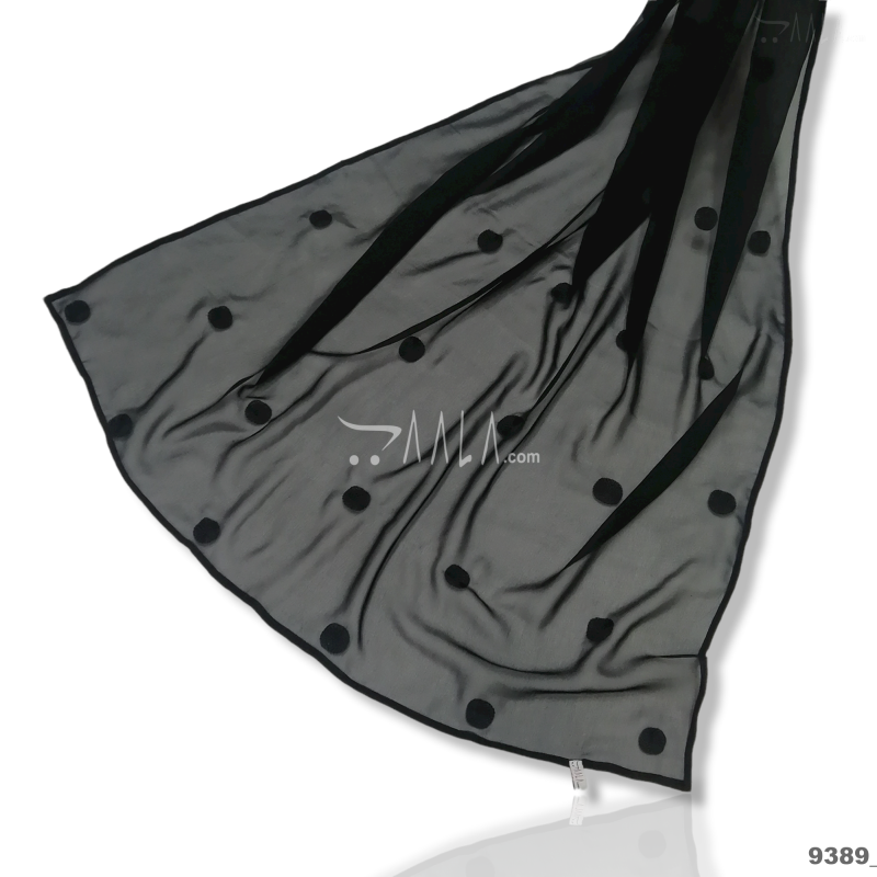 Hand-Embroidered Georgette Blend Dupatta-40-Inches BLACK 2.25-Metres