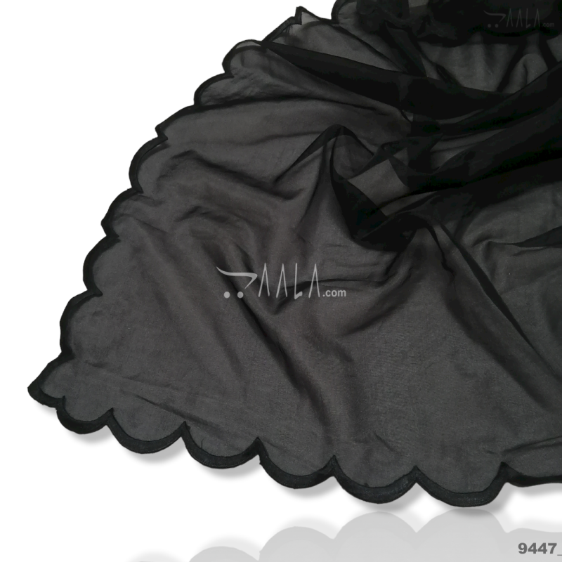 Scollap Organza Nylon Dupatta-40-Inches BLACK 2.25-Metres