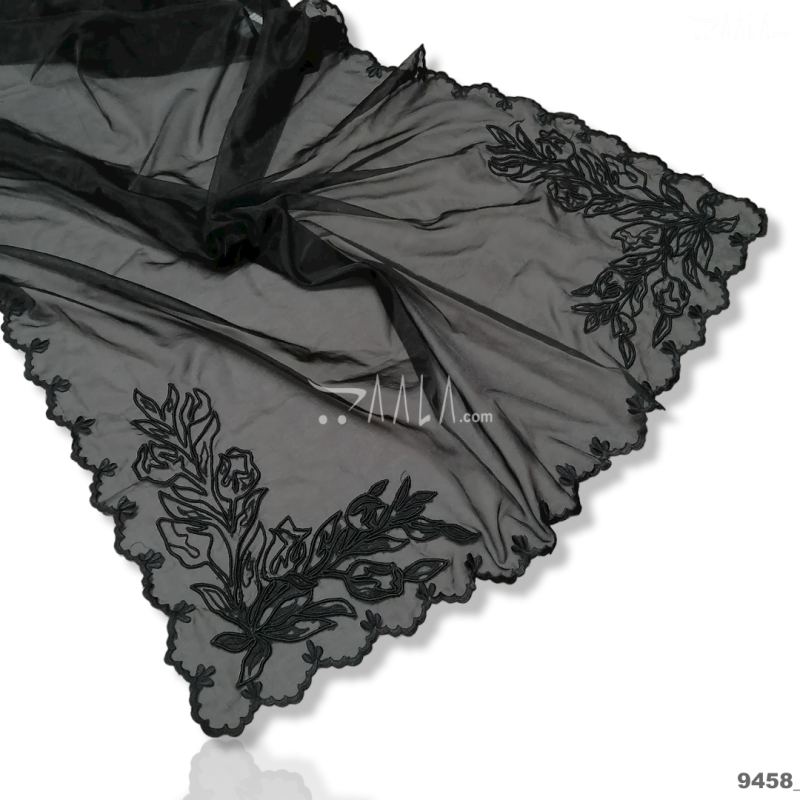 Designer Organza Nylon Dupatta-40-Inches BLACK 2.25-Metres