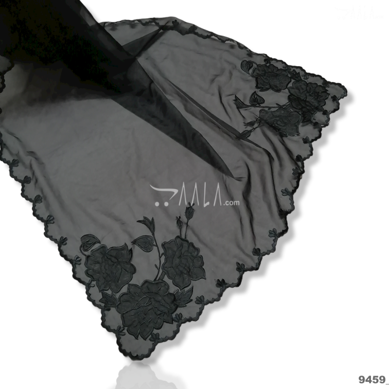 Designer Organza Nylon Dupatta-40-Inches BLACK 2.25-Metres 