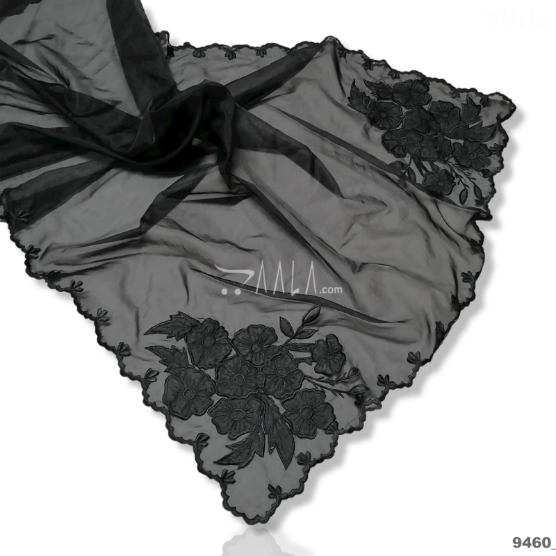 Designer Organza Nylon Dupatta-40-Inches BLACK 2.25-Metres