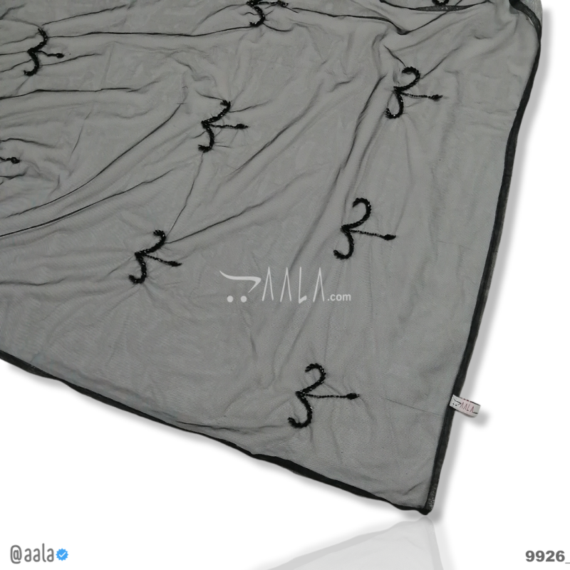 Designer-Handcrafted Net Nylon Dupatta-40-Inches BLACK 2.25-Metres 
