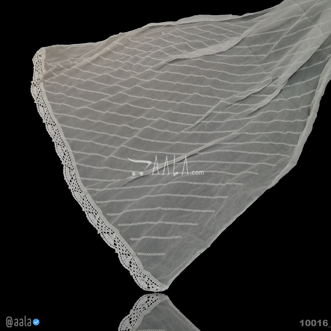 Hand-Crochet Chiffon Viscose Dupatta-40-Inches DYEABLE 2.25-Metres 
