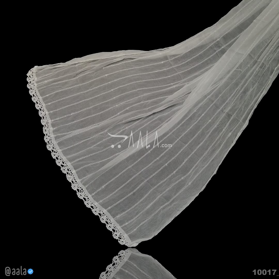 Hand-Crochet Chiffon Viscose Dupatta-40-Inches DYEABLE 2.25-Metres 