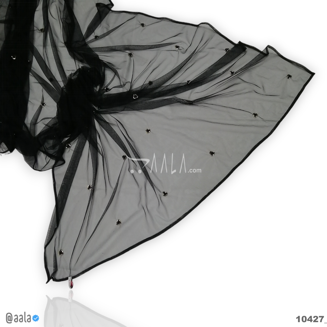 Handcrafted Net Nylon Dupatta-40-Inches BLACK 2.25-Metres #10427