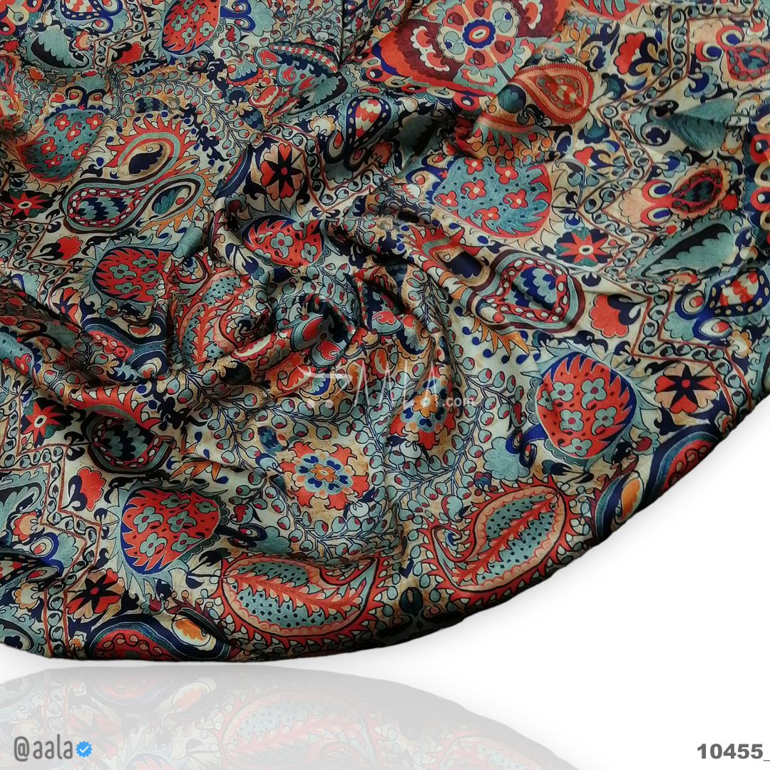 Printed-Nutella Silk Blend 44-Inches PRINTED Per-Metre #10455
