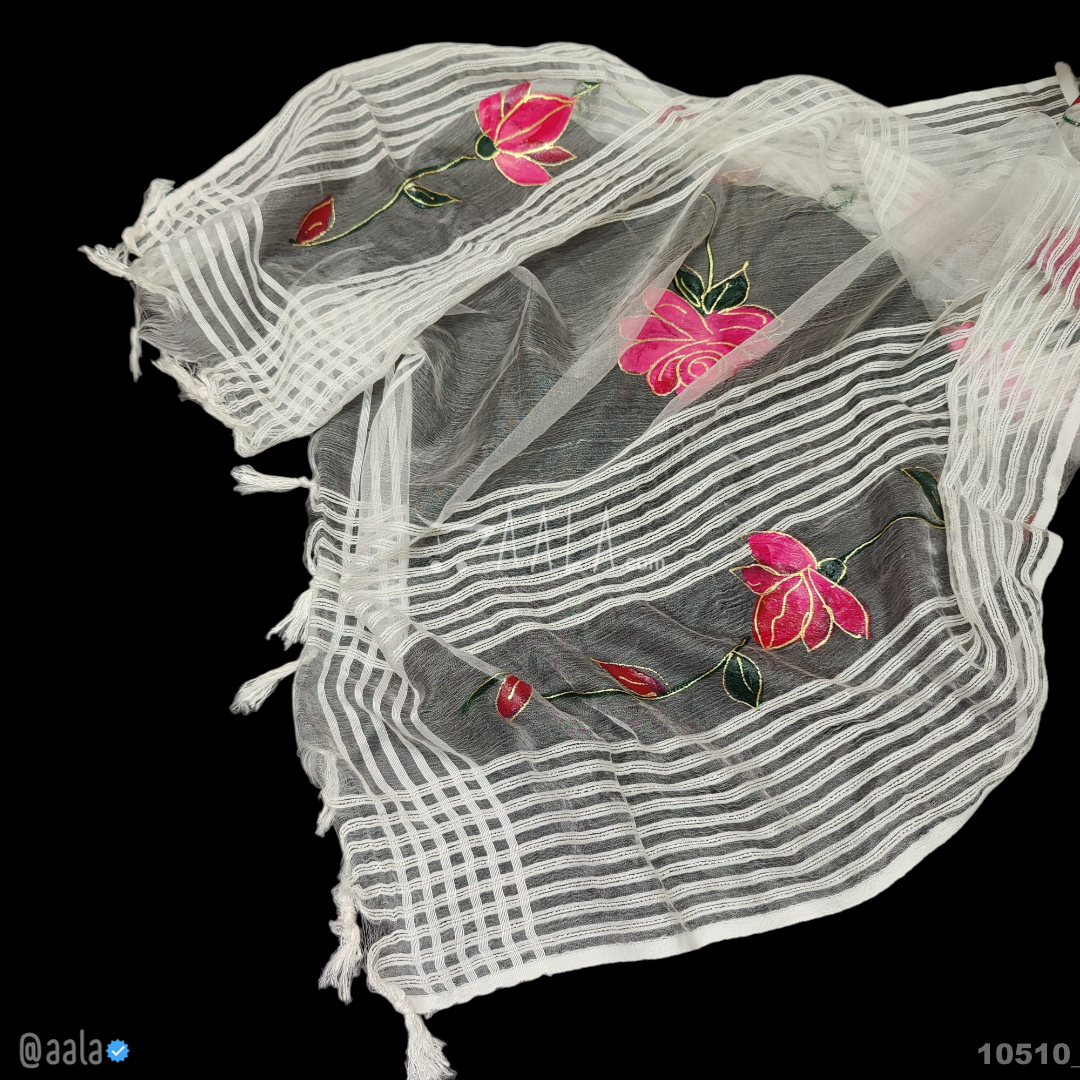 Hand-Painted Organza Nylon Dupatta-38-Inches ASSORTED 2.25-Metres 