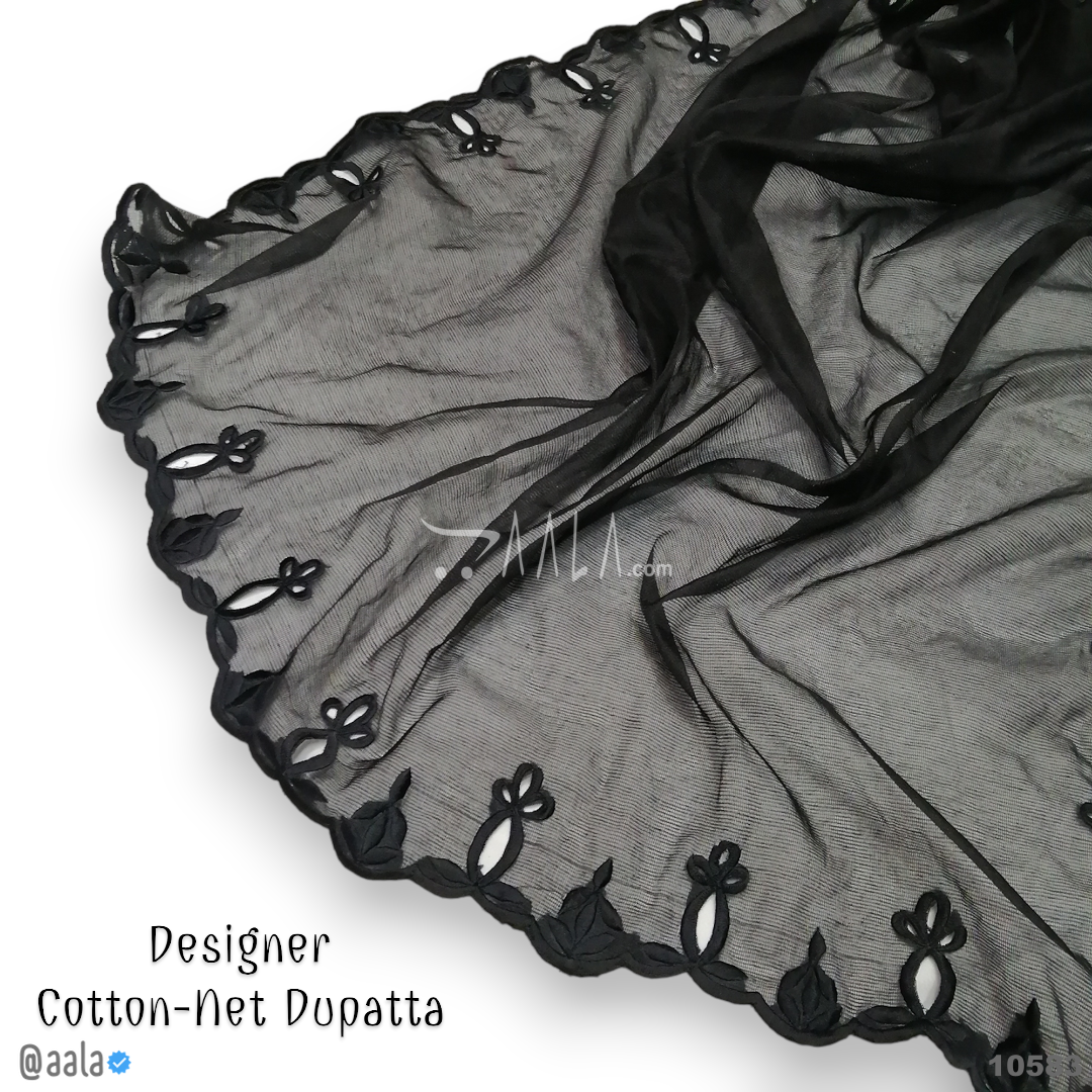 Handcrafted-Jute Cotton Cotton Dupatta-40-Inches BLACK 2.25-Metres #10583