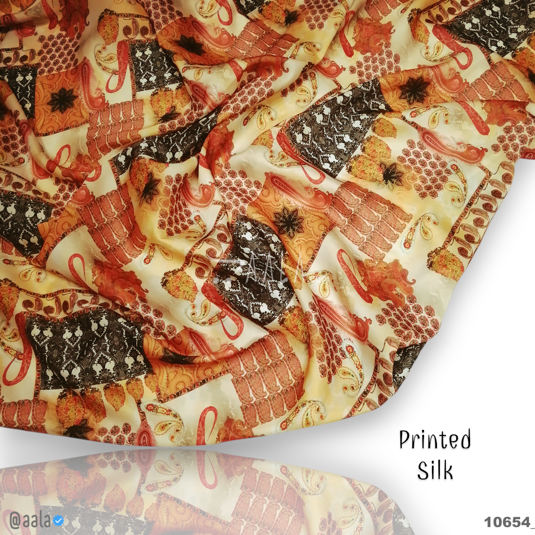Printed Silk Poly-ester 44-Inches PRINTED Per-Metre #10654