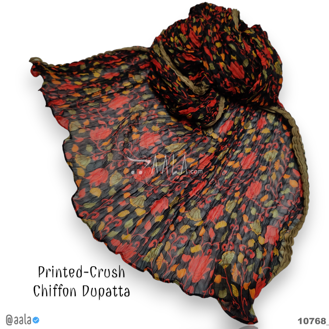 Printed-Crush Chiffon Poly-ester Dupatta-20-Inches PRINTED 2.25-Metres #10768