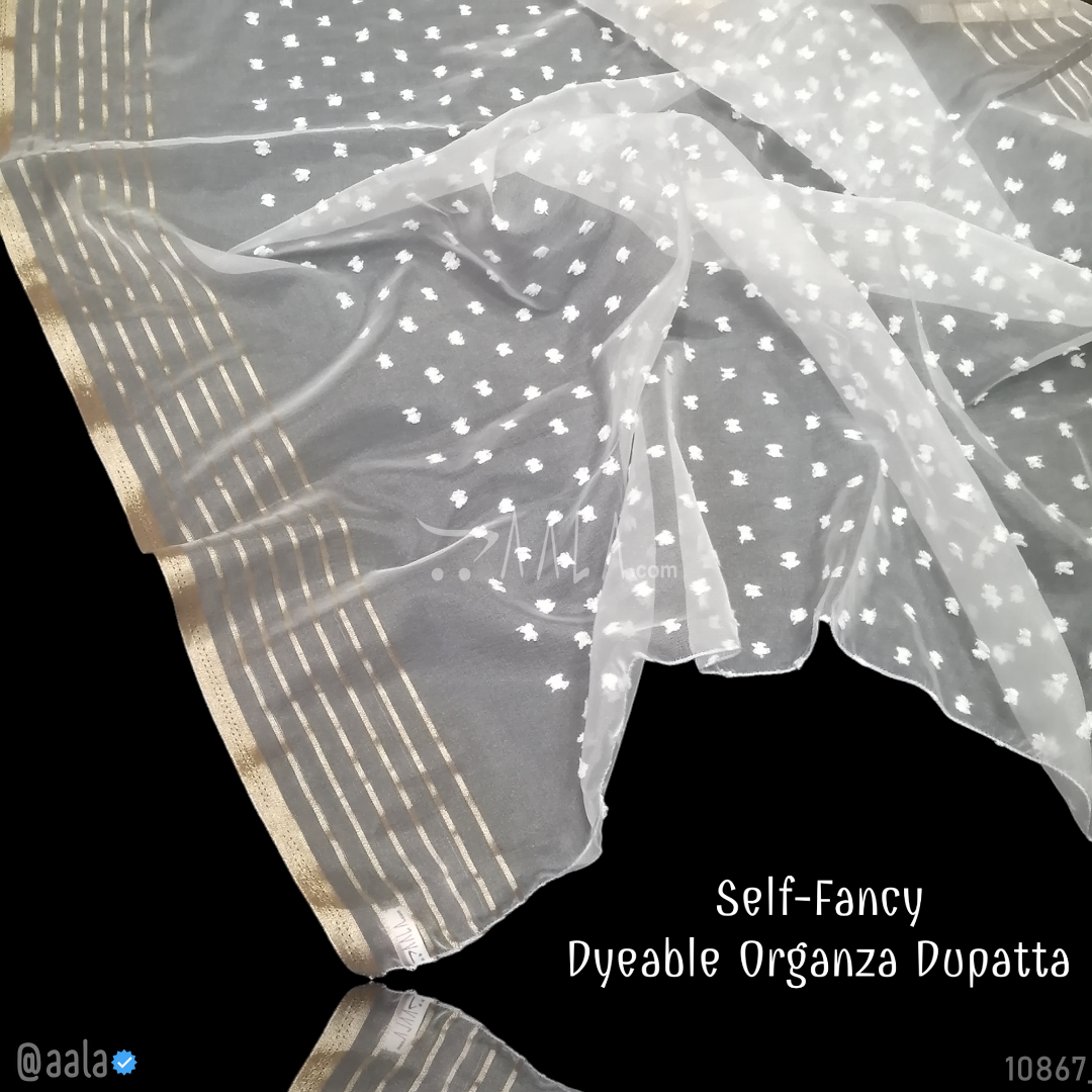 Self-Fancy Organza Nylon Dupatta-28-Inches DYEABLE 2.25-Metres #10867