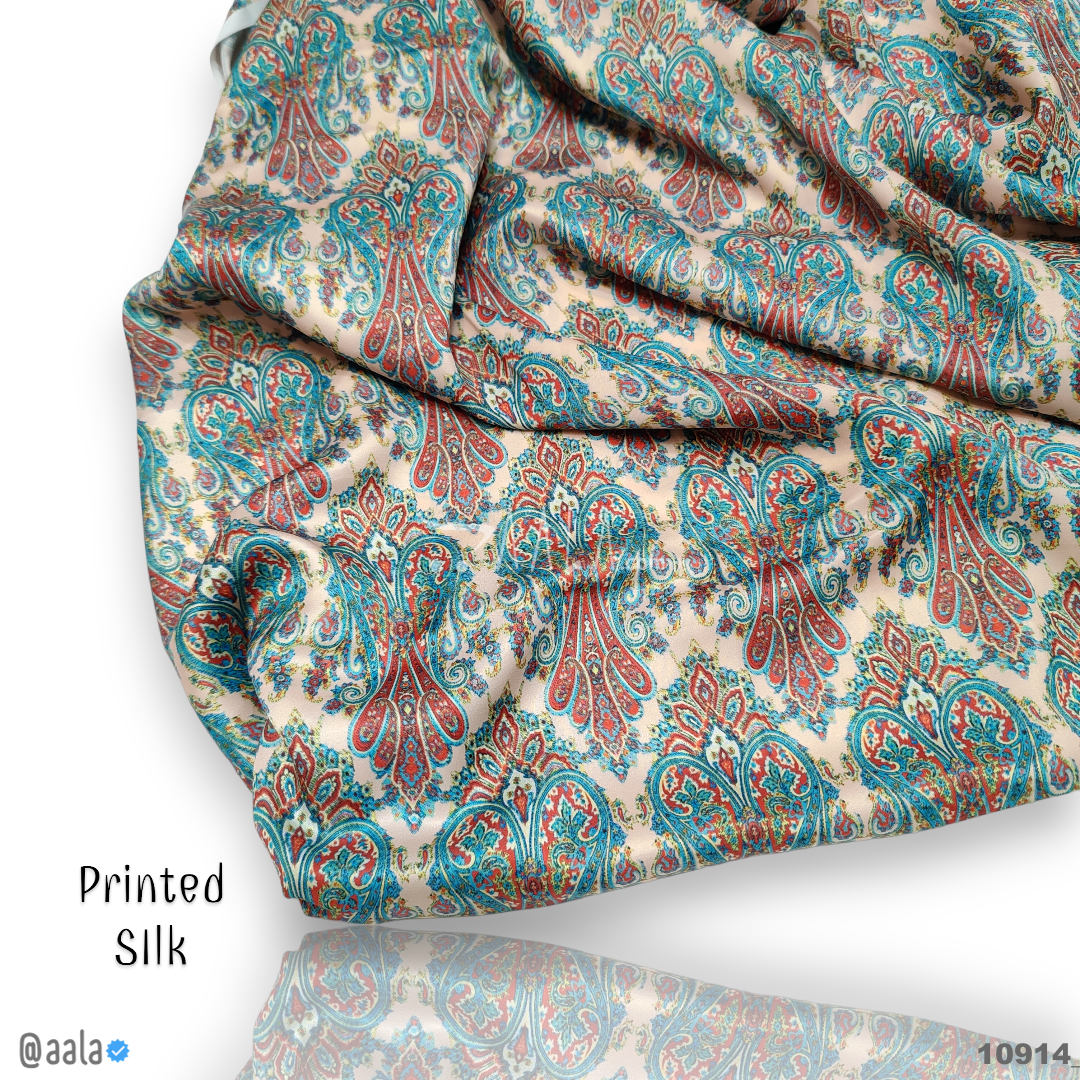 Printed Silk Poly-ester 44-Inches PRINTED Per-Metre #10914