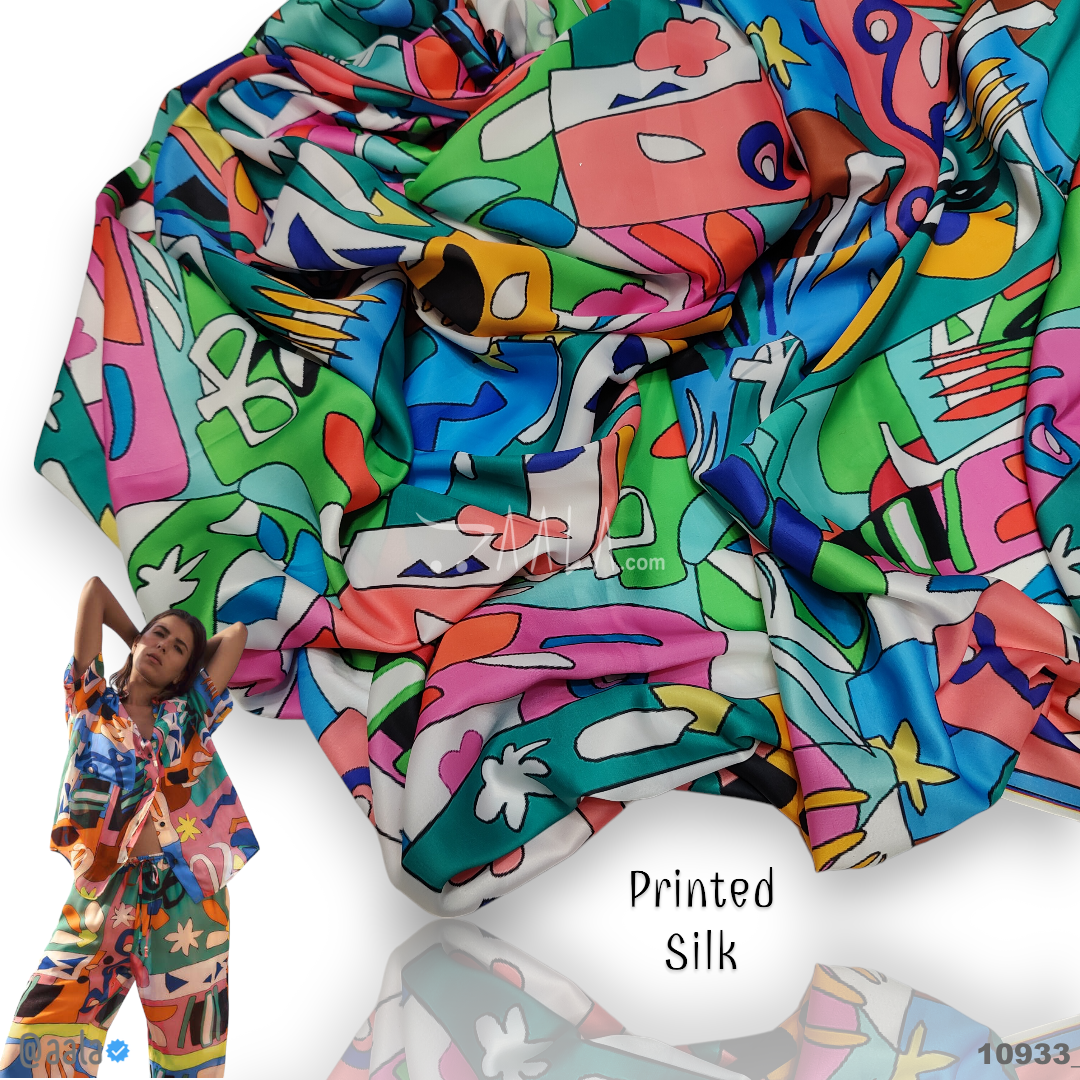 Printed Silk Poly-ester 44-Inches PRINTED Per-Metre #10933