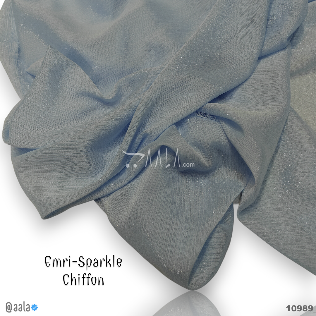 Emri-Sparkle Chiffon Poly-ester 58-Inches BLUE Per-Metre #10989