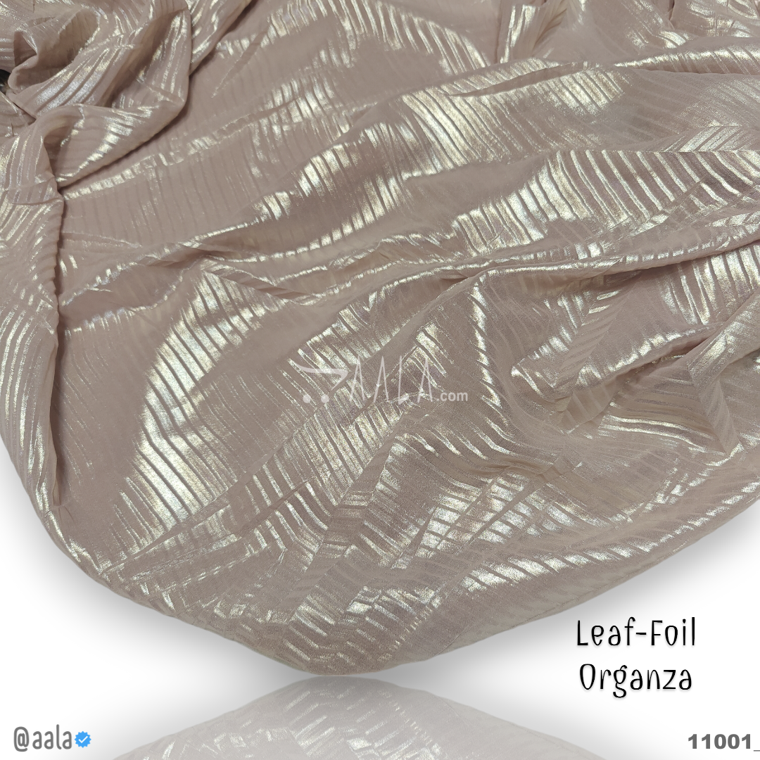 Leaf-Foil Organza Poly-ester 58-Inches BIEGE Per-Metre #11001