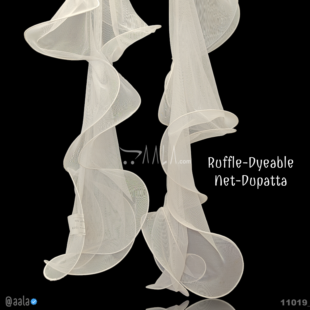 Ruffle Net Nylon Dupatta-20-Inches DYEABLE 2.25-Metres #11019