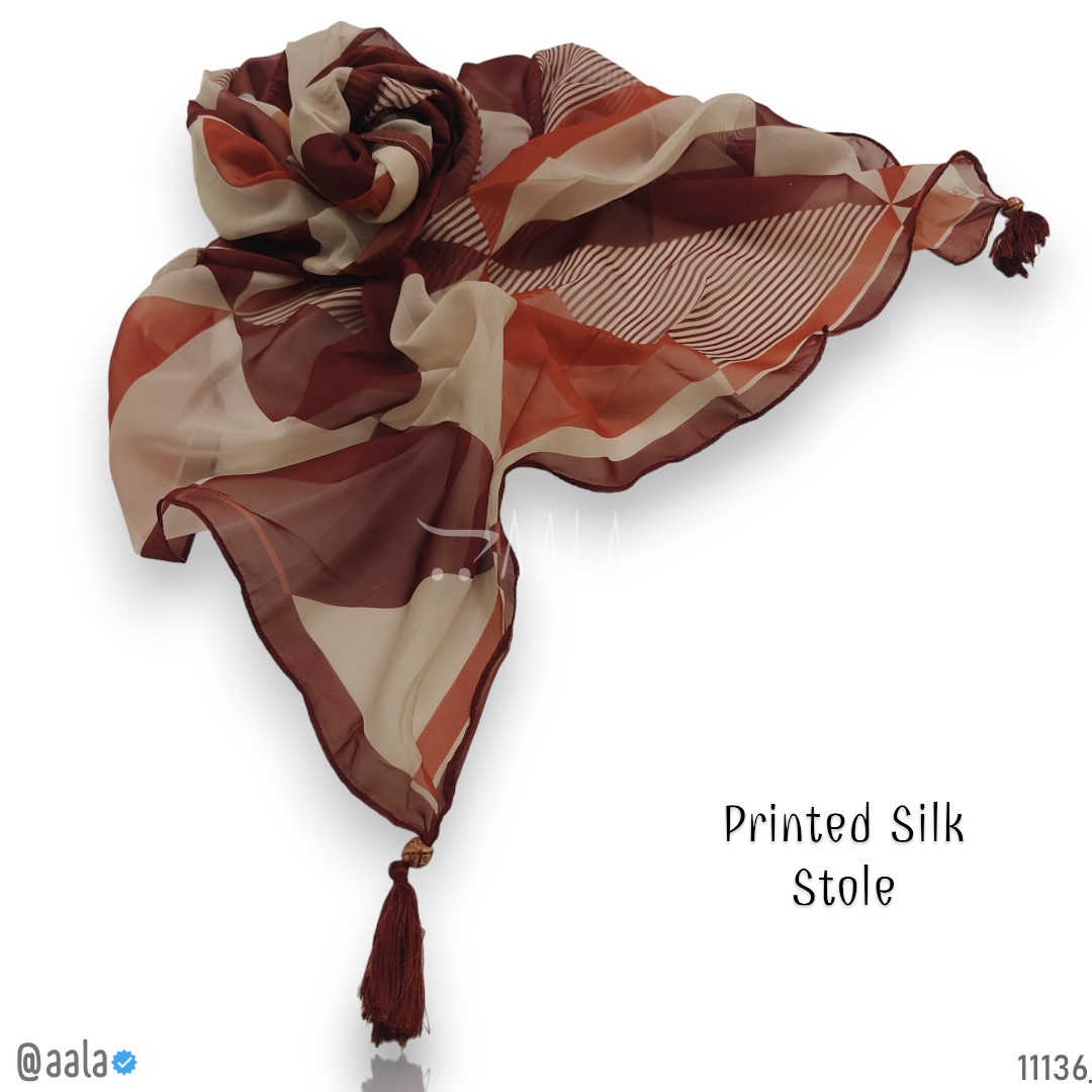 Printed Silk Poly-ester Dupatta-20-Inches ASSORTED 2.25-Metres #11136