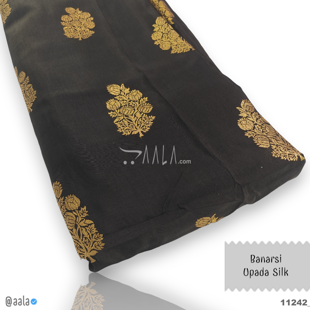 Banarsi-Upada Silk Viscose 44-Inches BLACK Per-Metre #11242