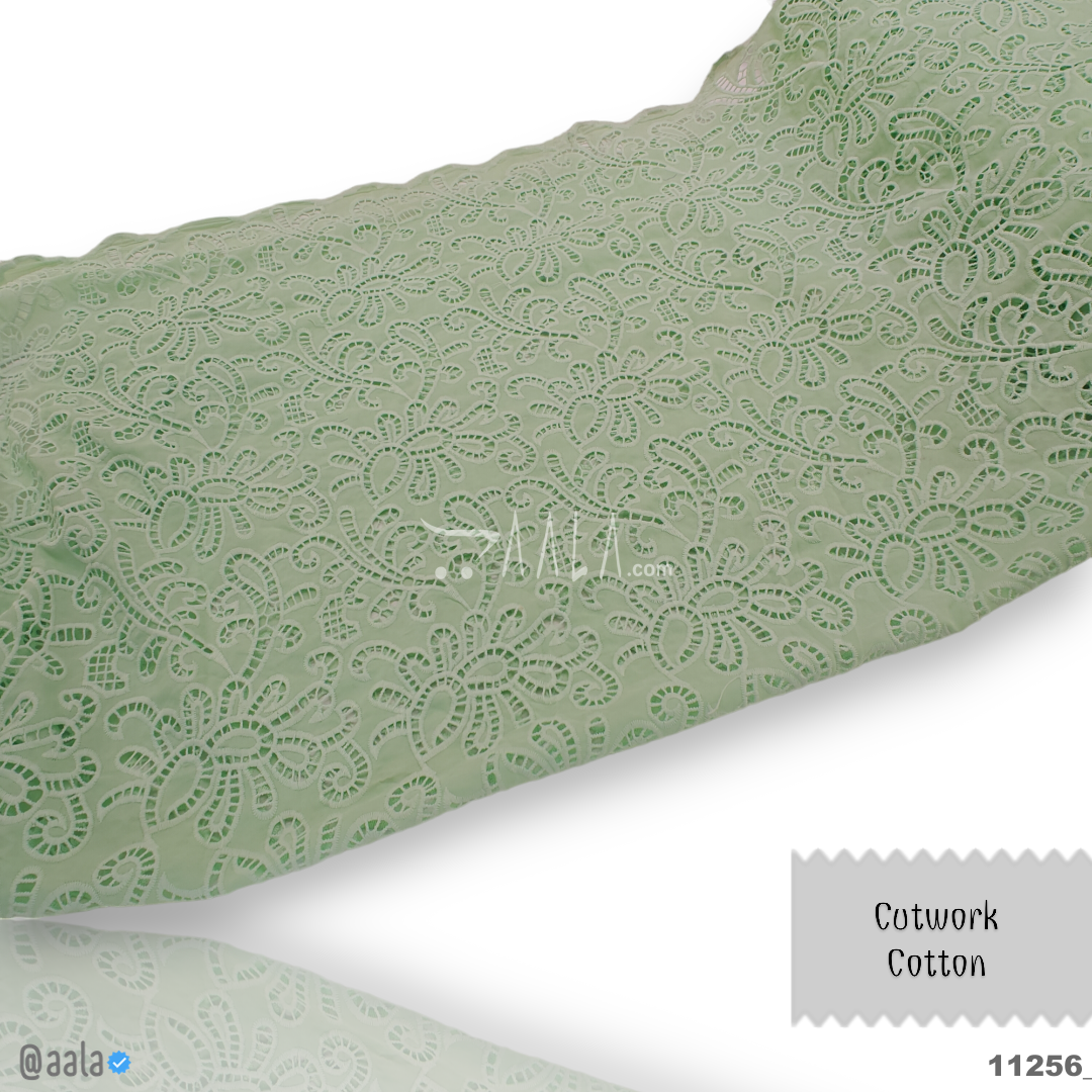 Cutwork Cotton Cotton 58-Inches GREEN Per-Metre #11256