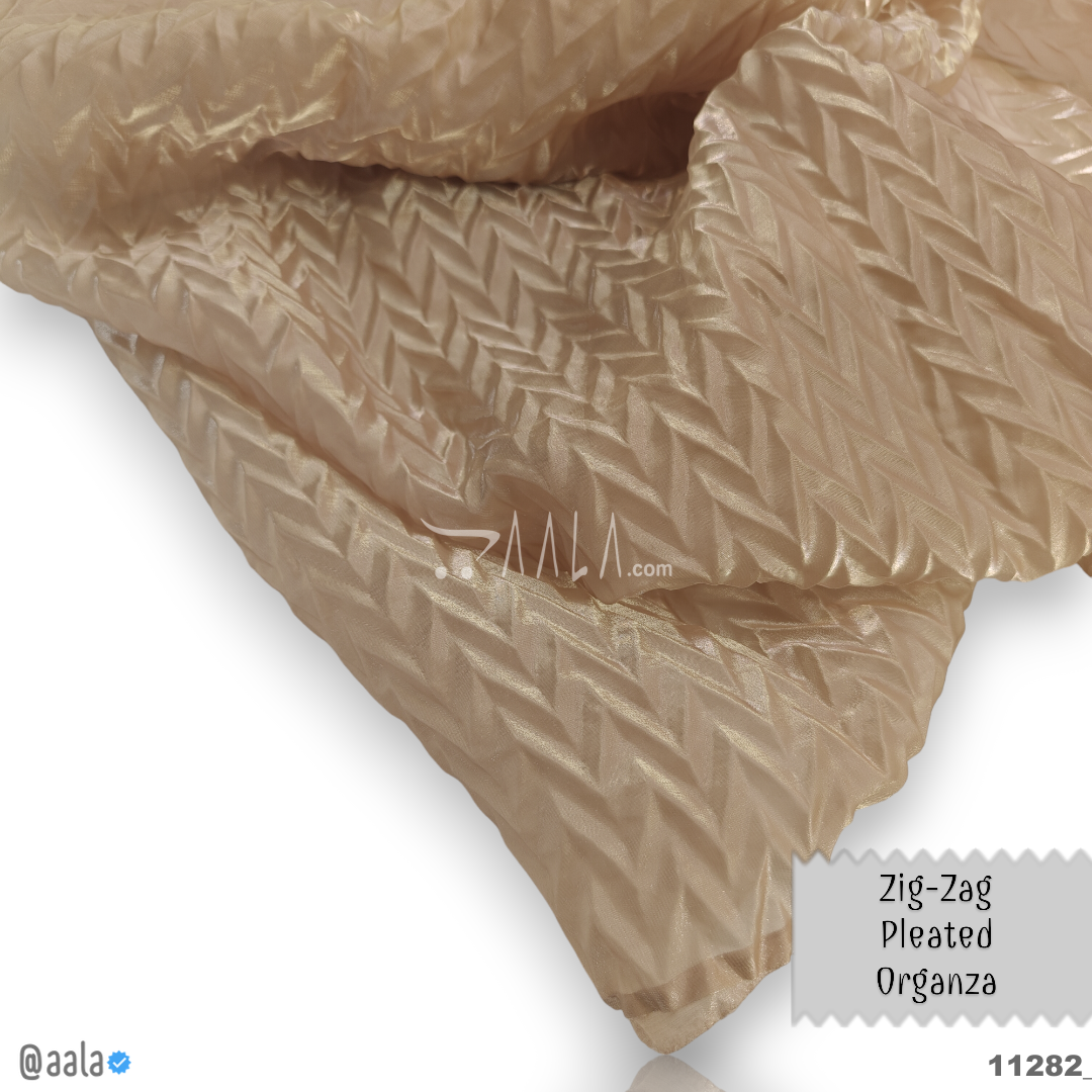 Zig-Zag-Pleated Organza Poly-ester 58-Inches BISCUIT Per-Metre #11282