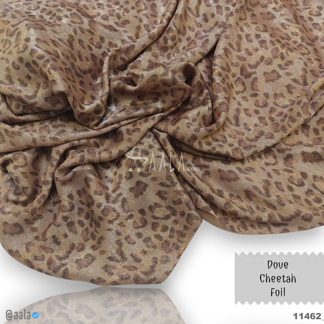 Dove-Cheetah-Foil Velvet Poly-ester 58-Inches CARROT Per-Metre #11462