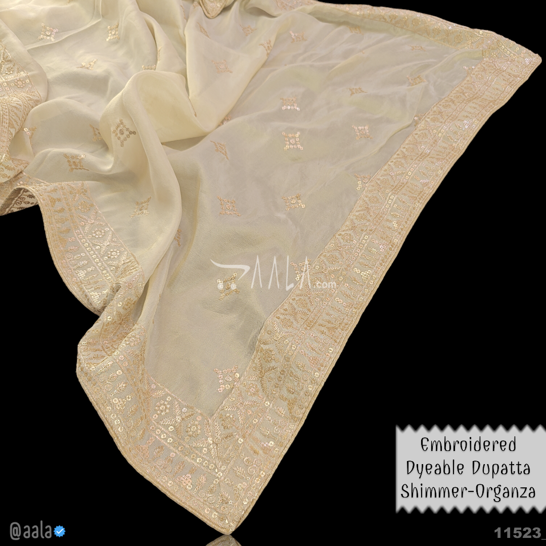 Embroidered-Shimmer Organza Viscose Dupatta-40-Inches DYEABLE 2.25-Metres #11523