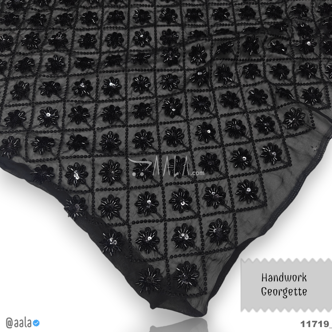 Handwork Georgette Viscose 44-Inches BLACK Per-Metre #11718
11719