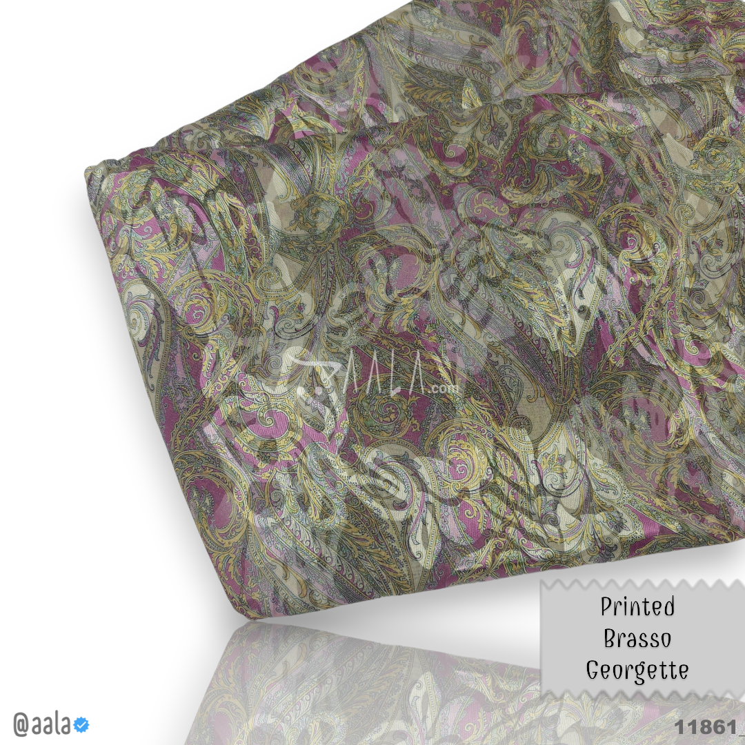 Printed-Brasso Georgette Poly-ester 44-Inches PRINTED Per-Metre #11861