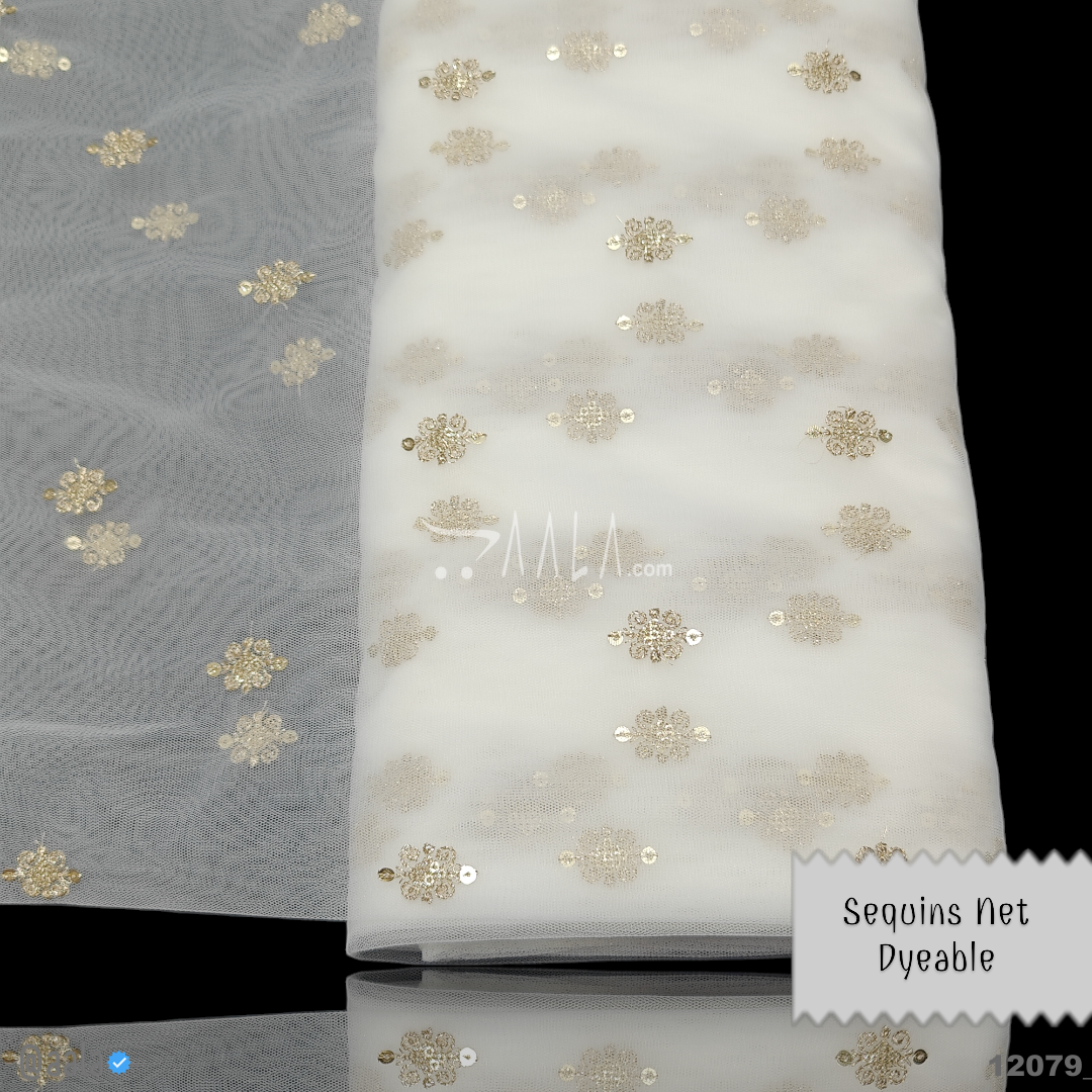 Sequins Net Nylon 44-Inches DYEABLE Per-Metre 