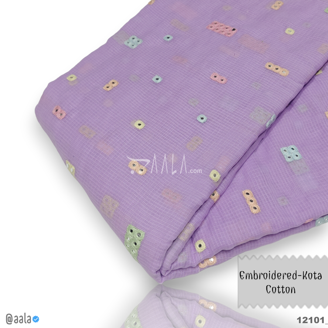 Embroidered-Kota Cotton Cotton 44-Inches PURPLE Per-Metre #12101