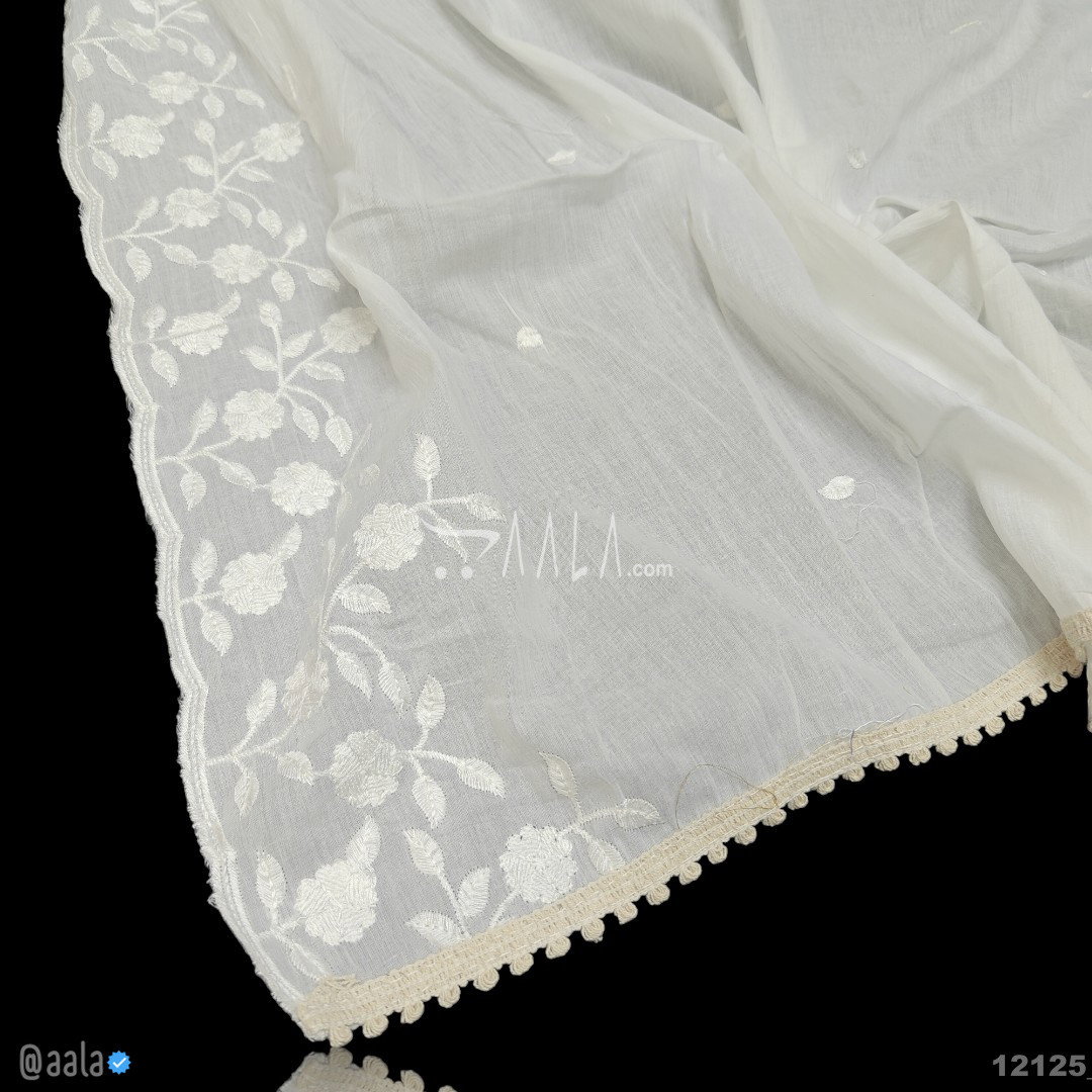 Embroidered-Muslin Cotton Cotton Dupatta-36-Inches DYEABLE 2.25-Metres 
