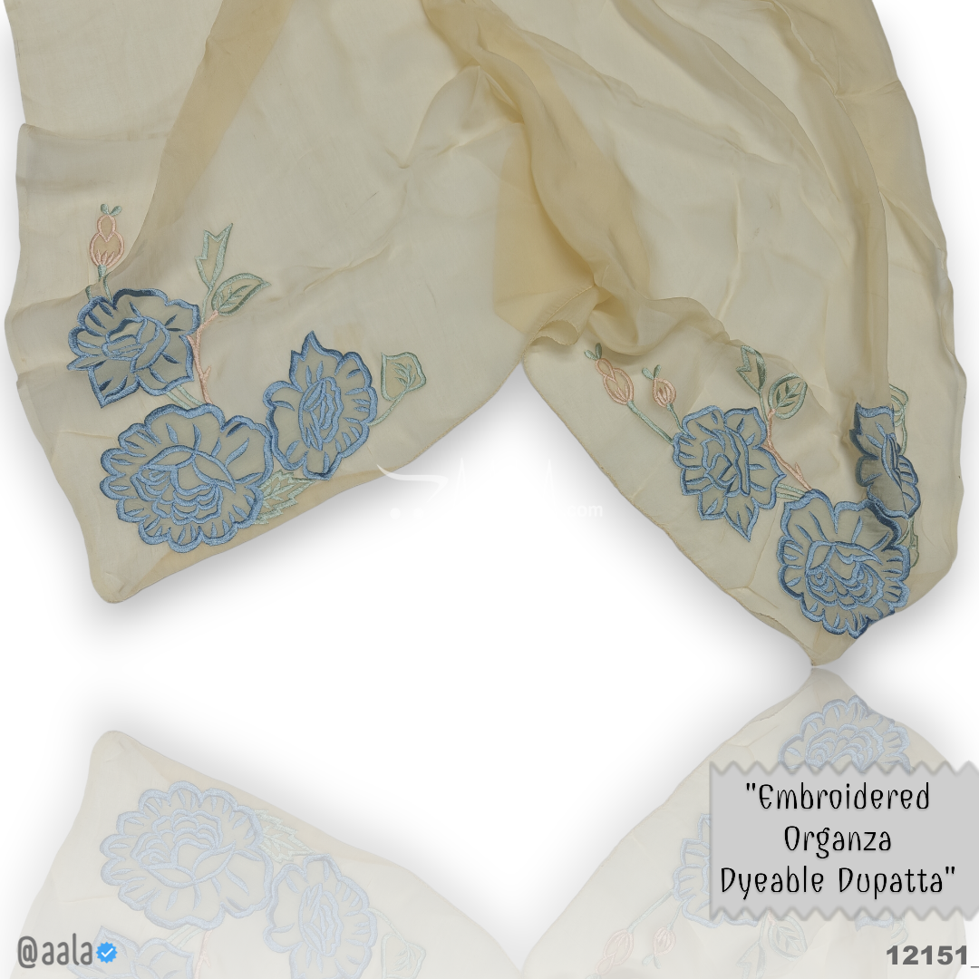 Handcrafted Organza Viscose Dupatta-40-Inches BISCUIT 2.25-Metres 