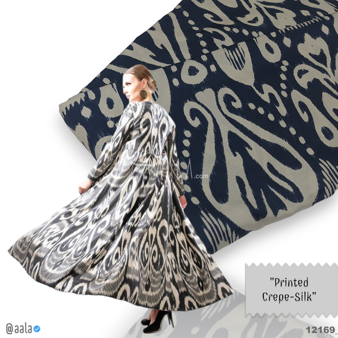 Printed-Silk Crepe Blend 44-Inches PRINTED Per-Metre #12169