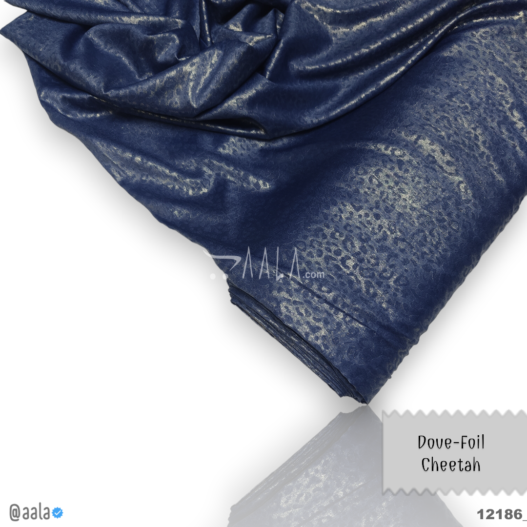 Dove-Cheetah-Foil Velvet Blend 58-Inches BLUE Per-Metre #12186