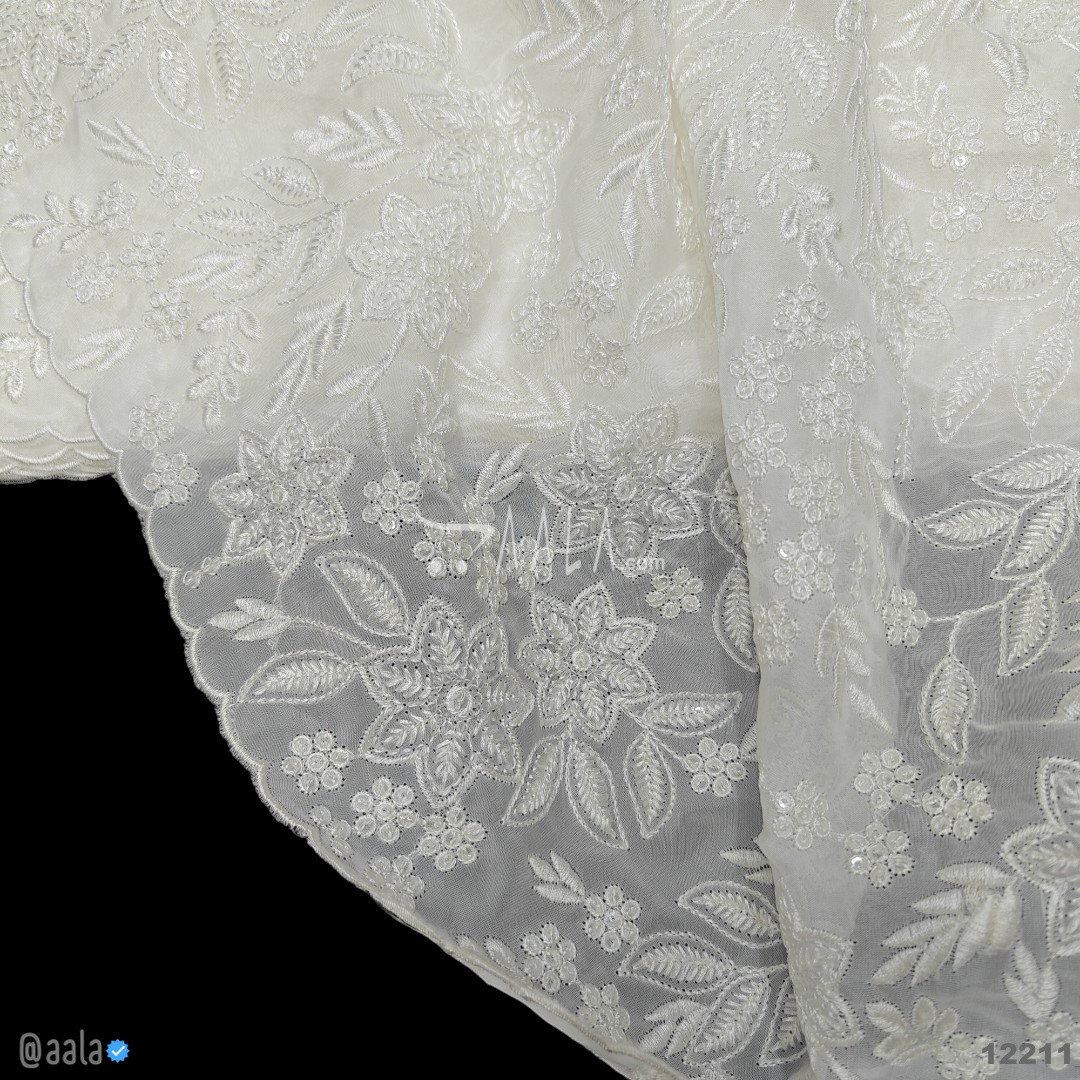 Embroidered Organza Viscose 40-Inches DYEABLE Per-Metre 