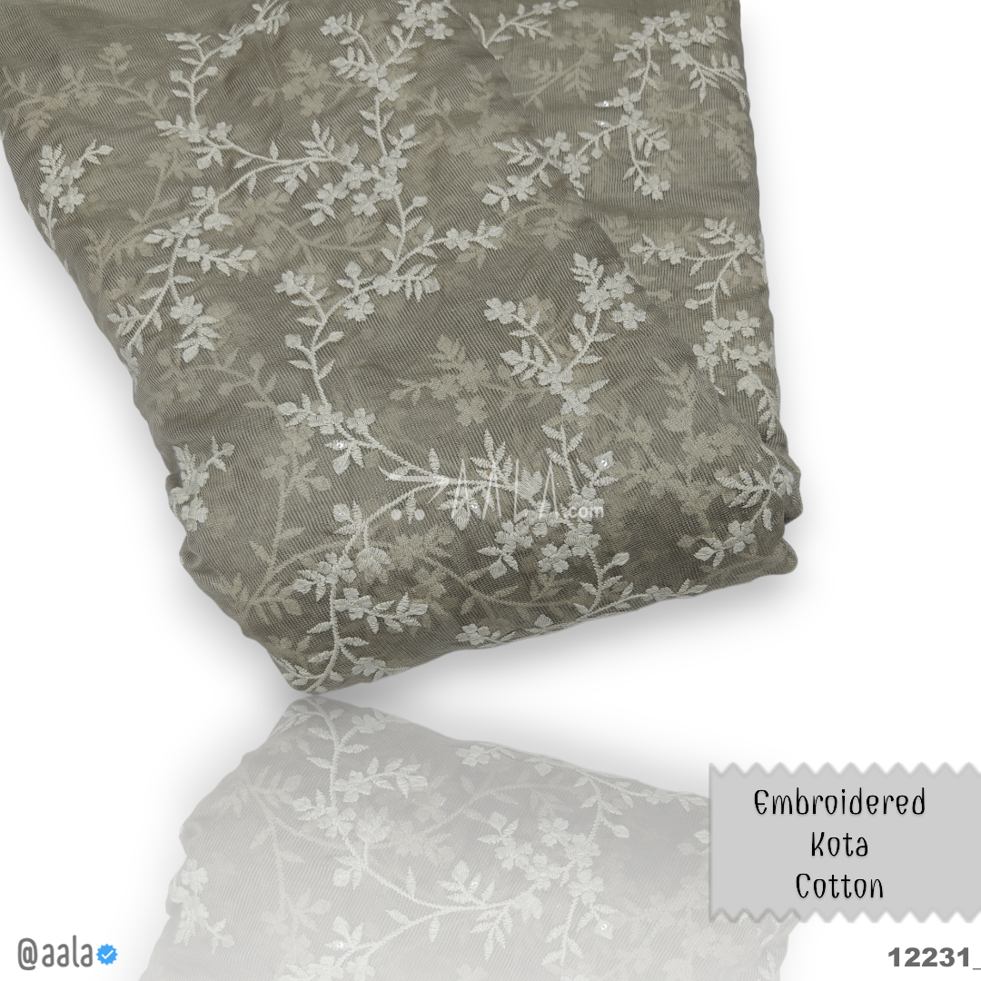 Embroidered-Kota Cotton Cotton 44-Inches BIEGE Per-Metre #12231
