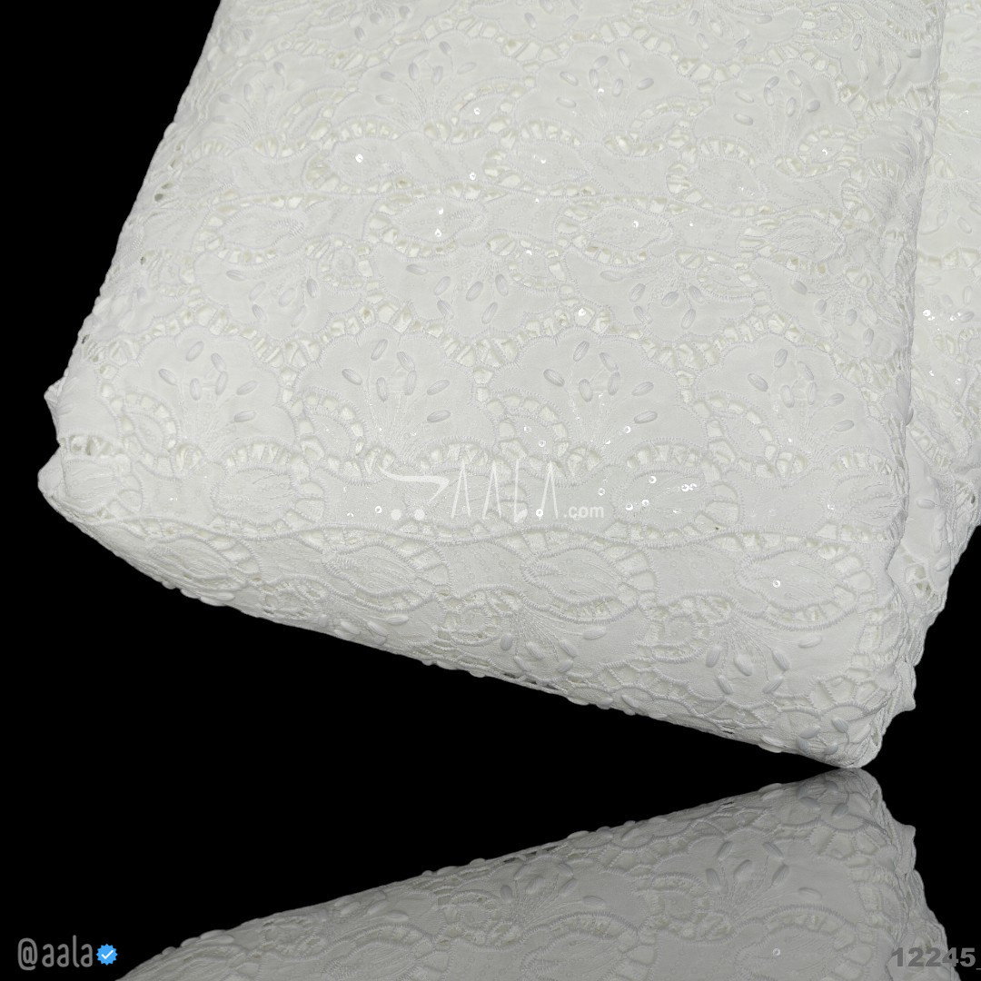 Cutwork Cotton Cotton 52-Inches WHITE Per-Metre 