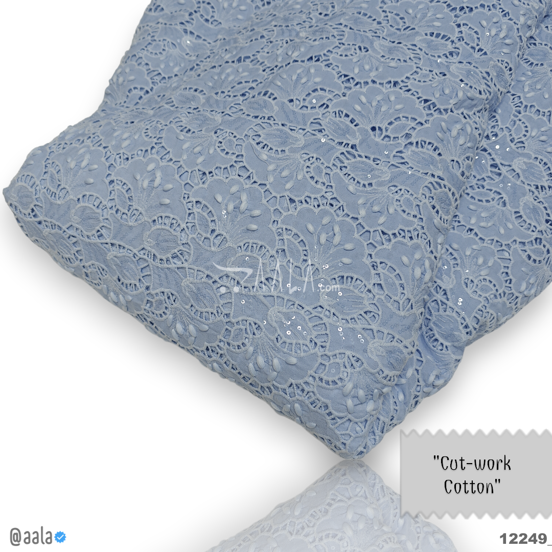 Cutwork Cotton Cotton 52-Inches BLUE Per-Metre 