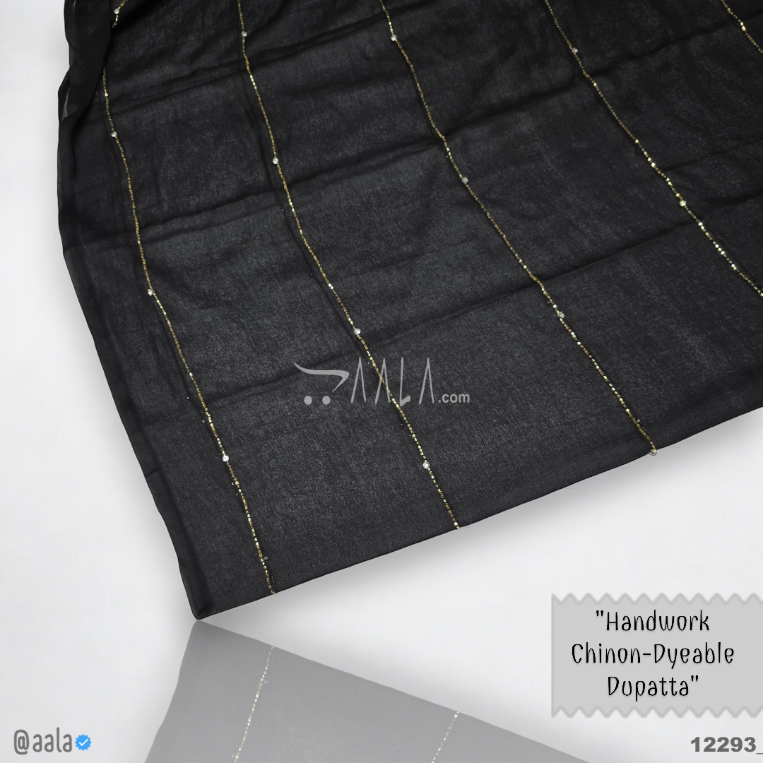 Handwork Chiffon Nylon Dupatta-36-Inches BLACK 2.25-Metres 