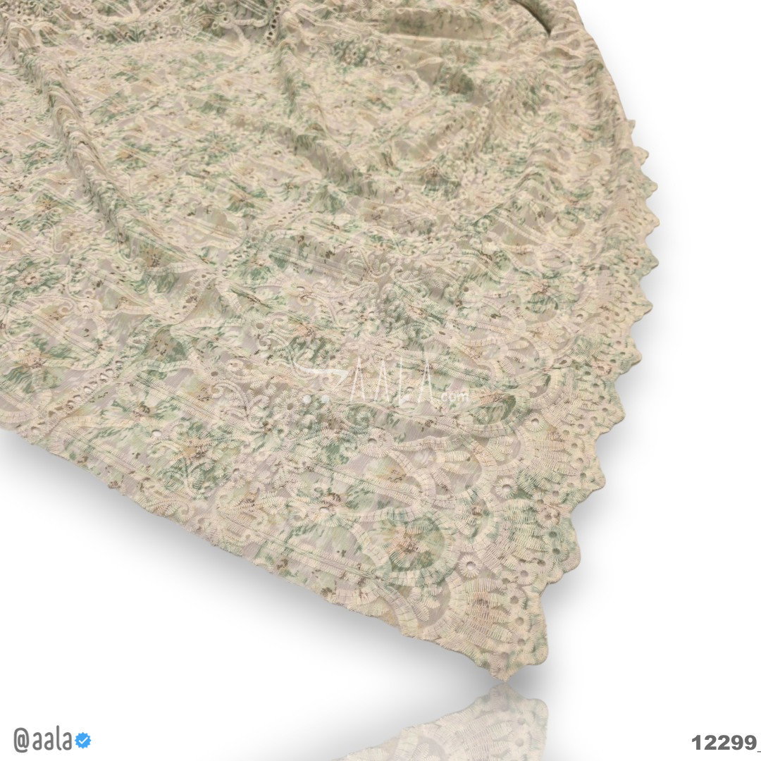 Embroidered Chiffon Blend 52-Inches GREEN Per-Metre 