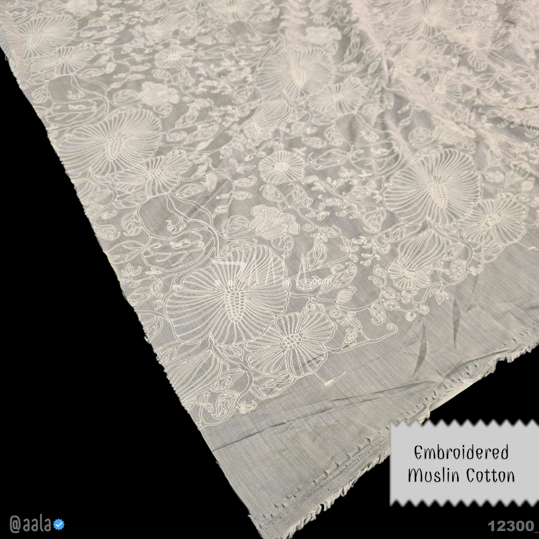 Embroidered-Muslin Cotton Cotton 52-Inches DYEABLE Per-Metre 