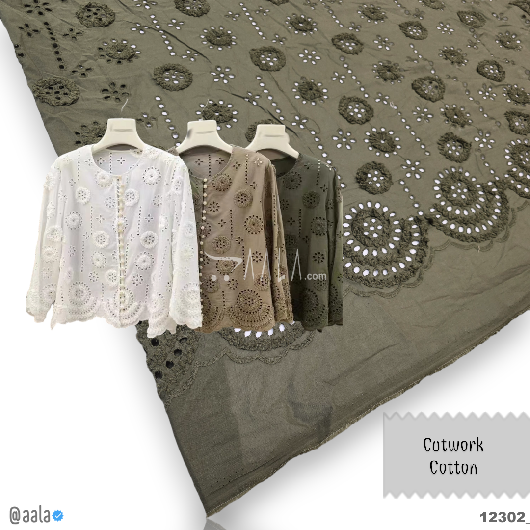 Cutwork Cotton Cotton 52-Inches GREEN Per-Metre 