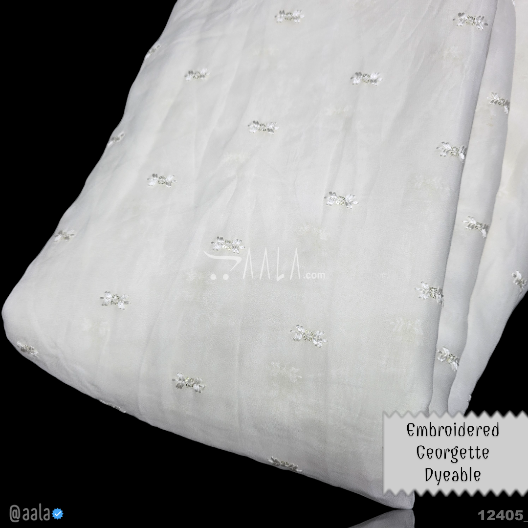 Embroidered Georgette Viscose 44-Inches DYEABLE Per-Metre #12405
