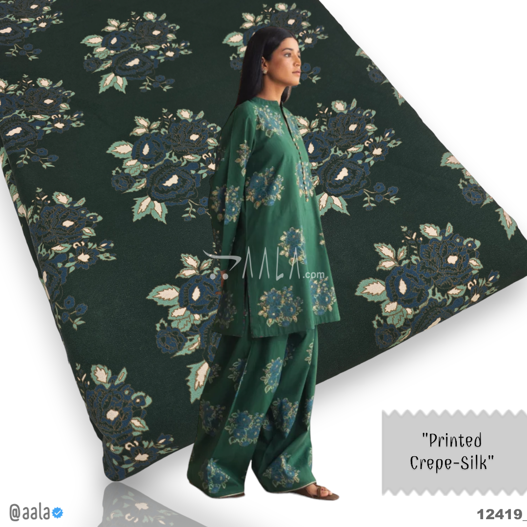 Printed-Silk Crepe Blend 44-Inches PRINTED Per-Metre #12419