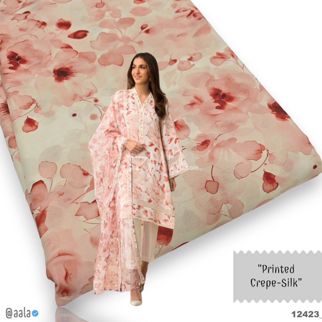 Printed-Silk Crepe Blend 44-Inches PRINTED Per-Metre #12423