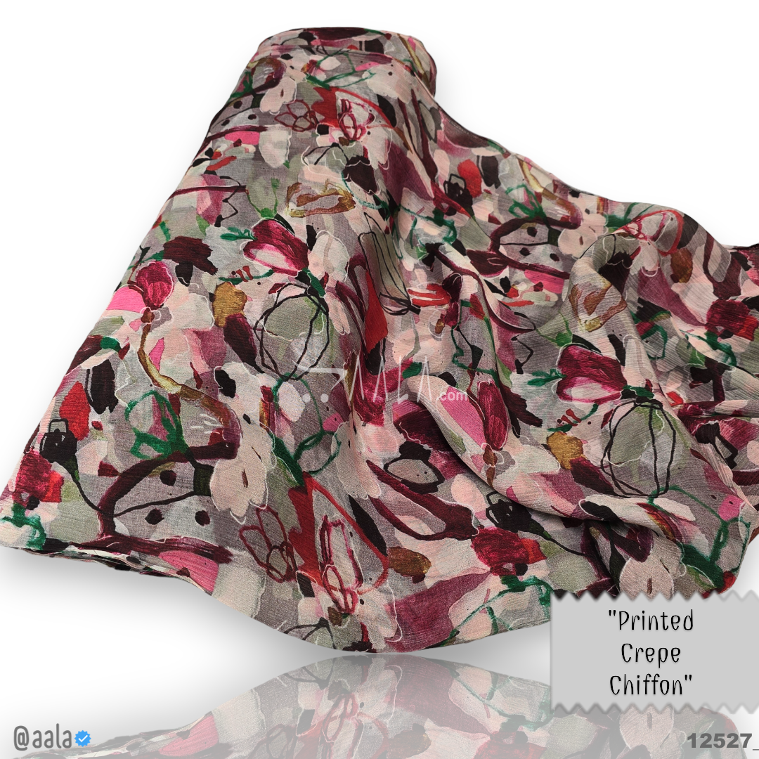 Printed-Crepe Chiffon Blend 44-Inches PRINTED Per-Metre 