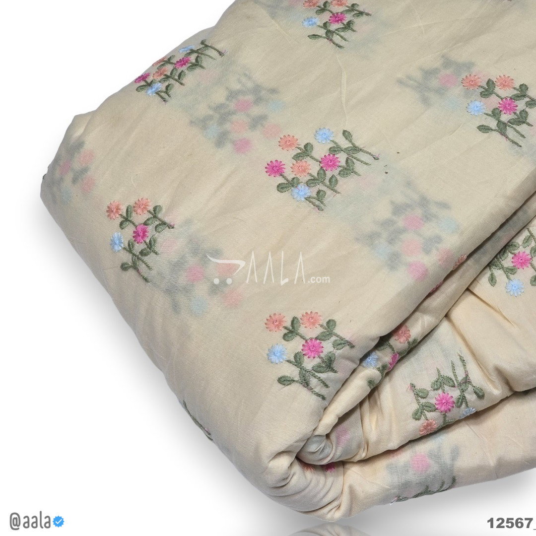 Embroidered Cotton Viscose 44-Inches DYEABLE Per-Metre 