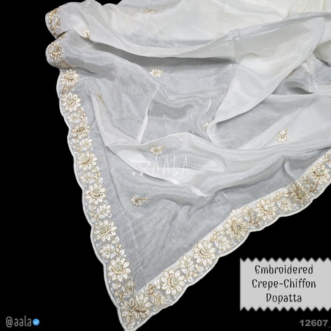 Embroidered-Crepe Chiffon Viscose Dupatta-40-Inches DYEABLE 2.25-Metres 